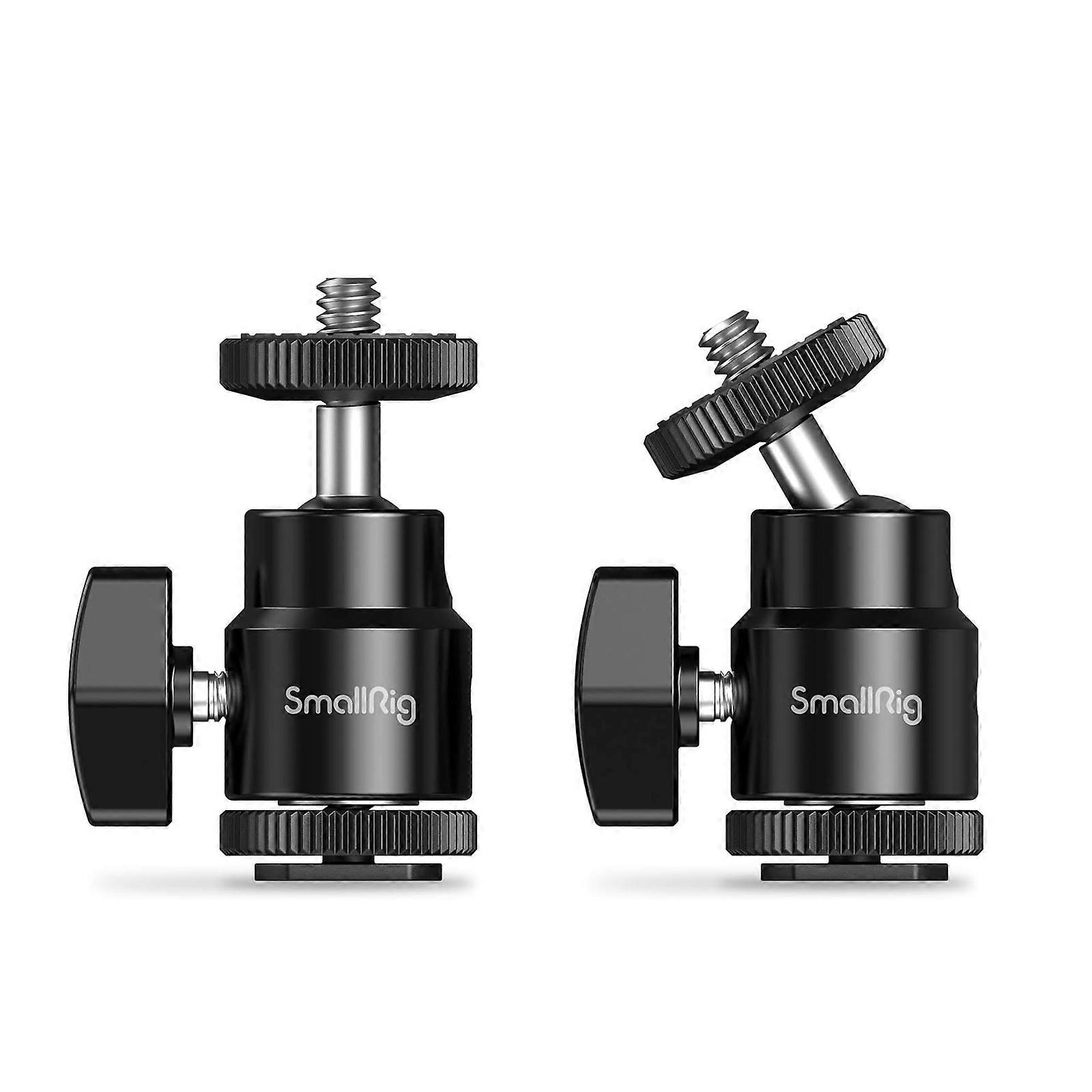 SmallRig 1/4" Camera Hot Shoe Mount, Ballhead Tripod with Additional 1/4" Screw, 2pcs Pack