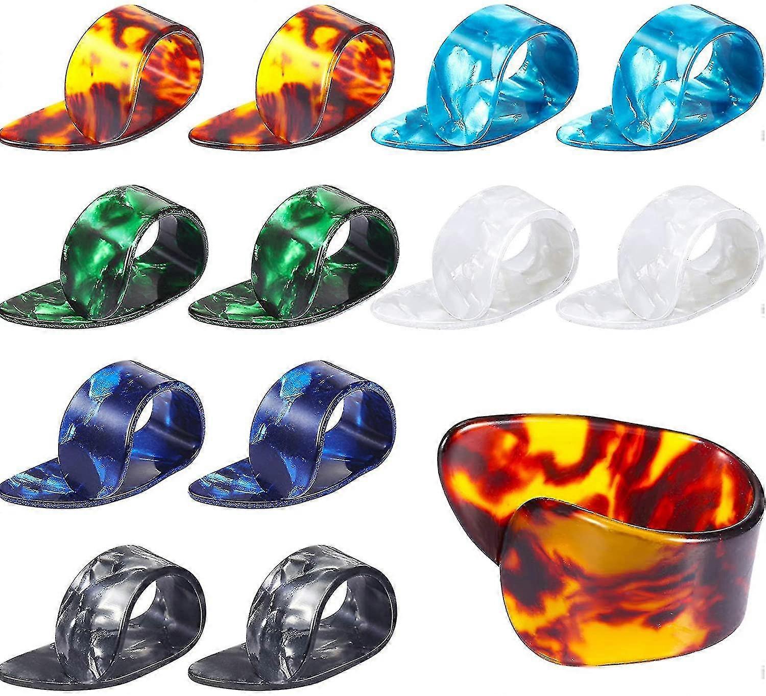 Thumb Picks Finger Picks, Medium, Angled Flat, Celluloid Guitar Finger Picks