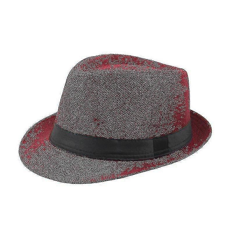 Men's Linen Solid Hat Summer Beach Jazz Hat Cowboy Fedora Hat For Men