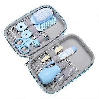 8 Pack Convenient Daily Baby Nail Clipper Scissors Hair Brush Comb Manicure Care Kit (blue)