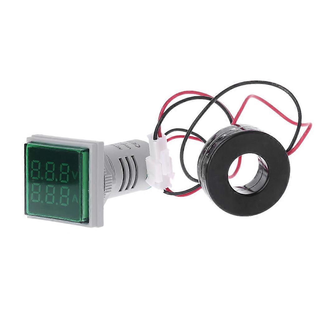 Square Digital LED Panel Mount AC 60~500V 100A Voltmeter Ammeter Dual Display