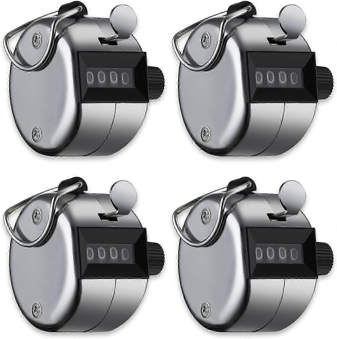 4 Pcs Hand Tally Counter Metal Case Mechanical Clicker 4 Digit Display Manual