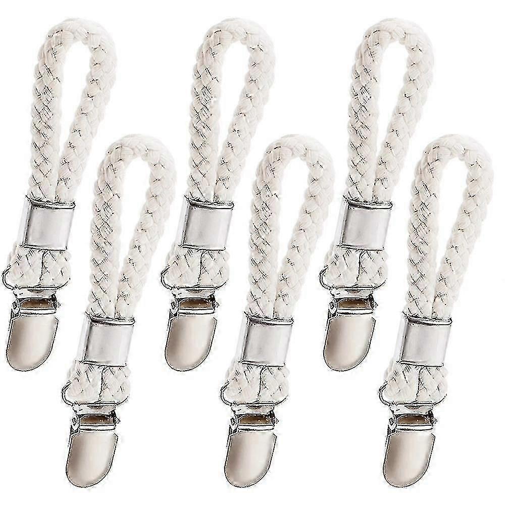 6 Pcs Tea Towel Clip And Hooks Braided Cotton Loop Towel Clip Beach Towel Clips Tea Towel Storage Clips For Hanging Cloth Items Sock Towel Home Kitche