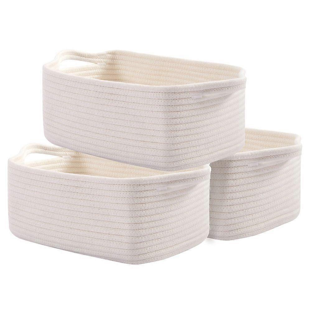 3Pcs Small Storage Baskets with Handle Large Capacity Strong Load-bearing Easy to Clean Multifunctional Organizer Closet Storage Bins