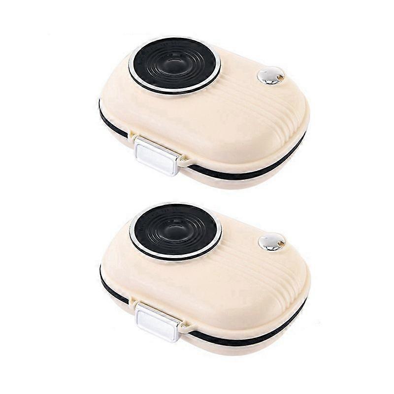 2pcs Portable Weekly Pill Organizer Box for Daily Medication - Mini 7-Day Travel Case 10.5x8.2x3.7cm