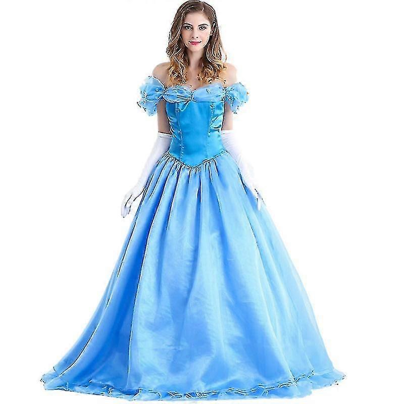Women's Cinderella Long Dress And Gloves Ladies Cinderella Full Dress Carnival Halloween Cosplay Cinderella Costumes