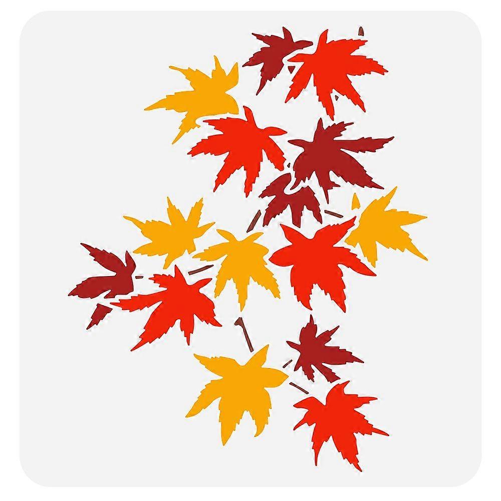 1pc Maple Leaf Stencil for Painting 11.8x11.8inch Leaf Pattern Drawing Template Maple Leaf Branch Painting Stencil Plastic Foliage Hollow Out Stencil