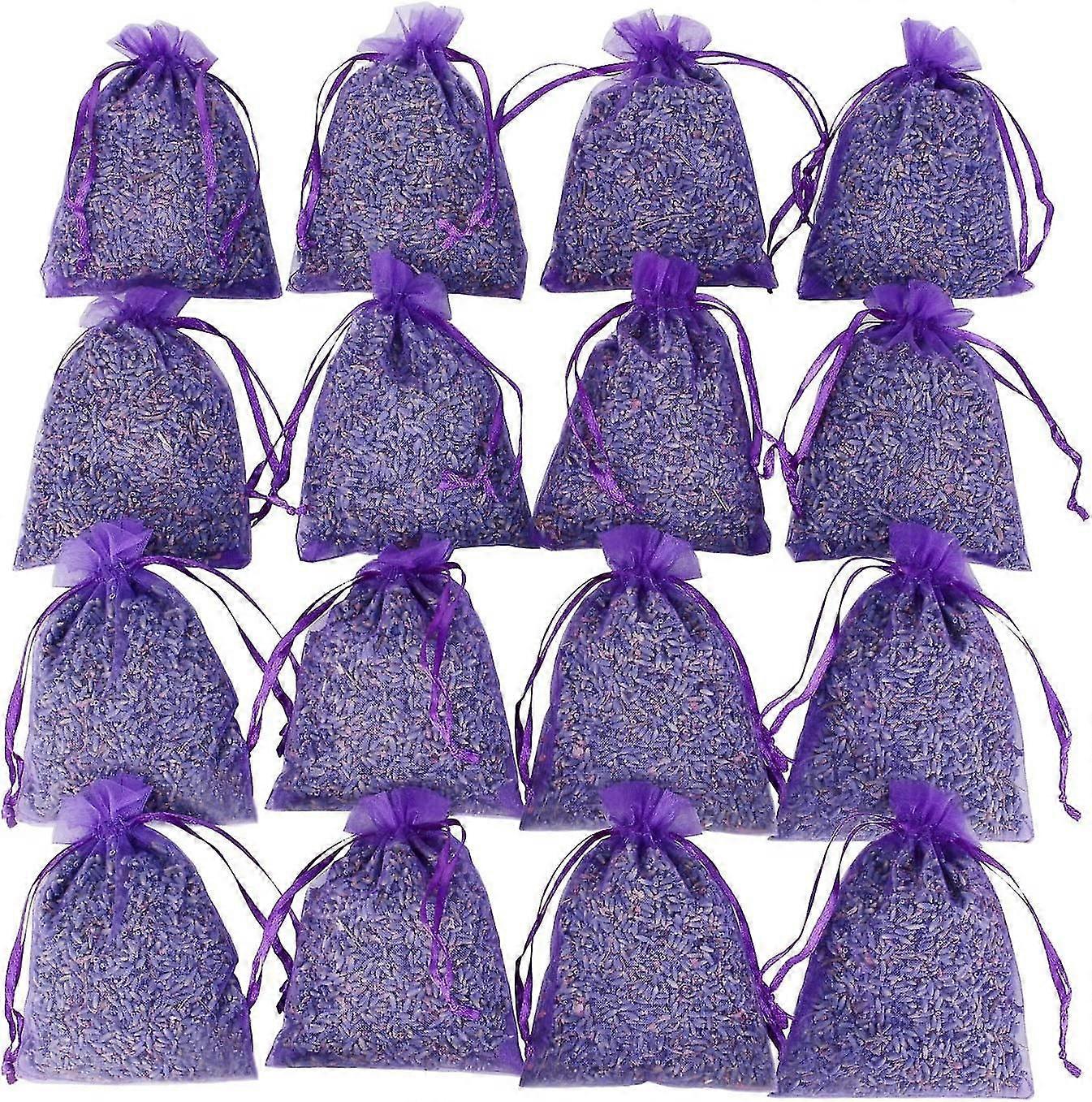16 Lilla Franske Tørrede Lavendel Poser Craft Bag - Lavendel Poser Bryllupskast, e Duftposer Skuffer Kommoder, Dejlig Tørret Lavendel Flow,08