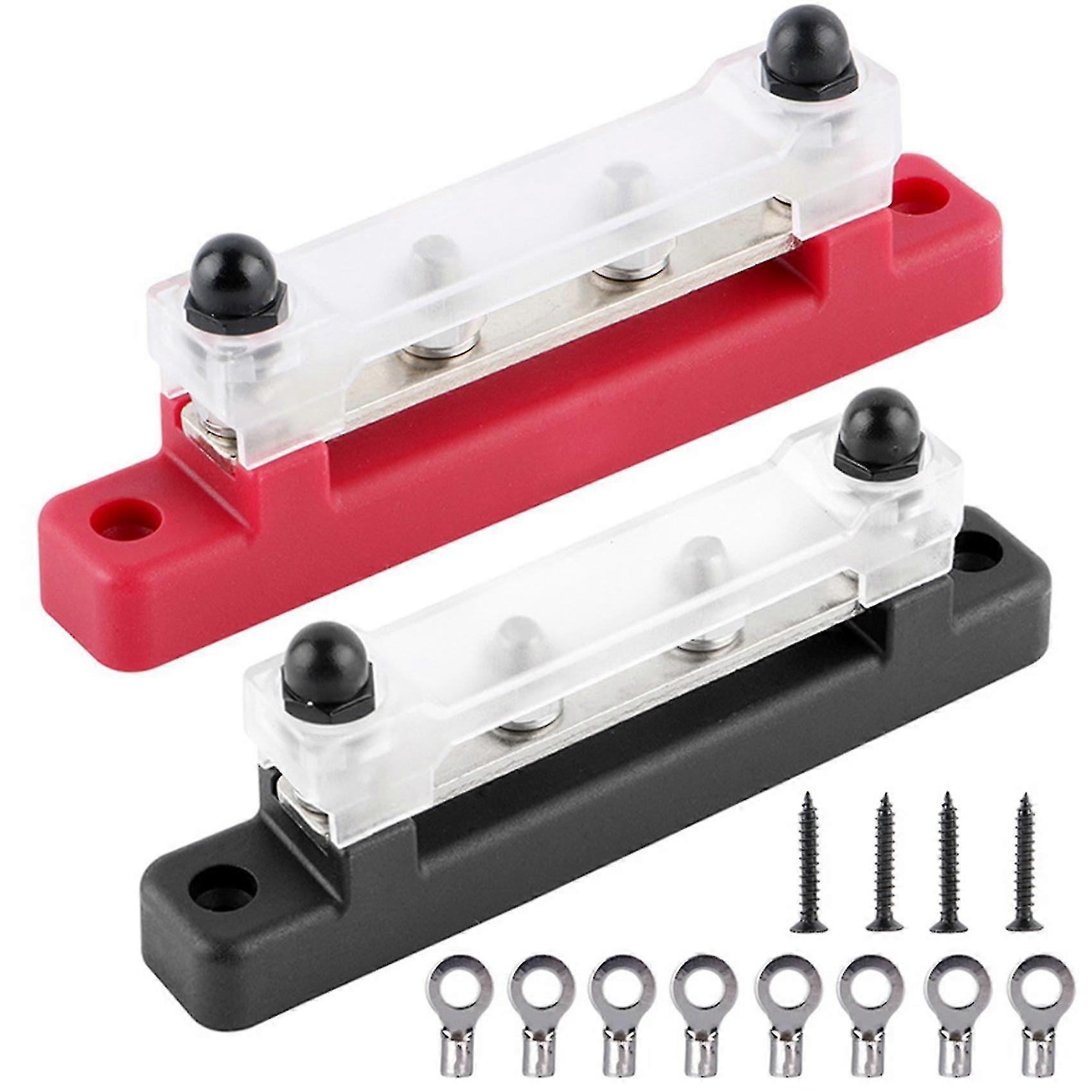 2-piece Set/4-way Straight Busbar Ac And High Current With Transparent Top Cover For Car, , , Rv