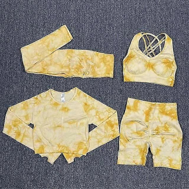 سلس التعادل مصبوغ اليوغا مجموعات الرياضة اللياقة البدنية عالية الخصر الورك رفع السراويل انقطاع حمالة الصدر بدلة تجريب الملابس الصالة الرياضية طماق مجموعة للنساء