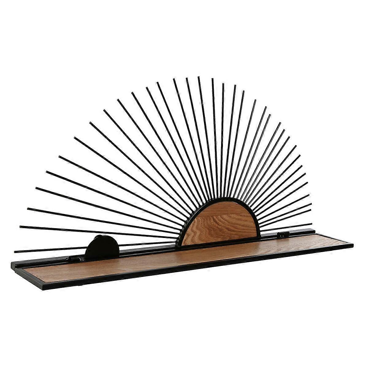 Shelf Home ESPRIT Black Natural Metal Wood MDF 58 x 10.5 x 28 cm Wall Mounted