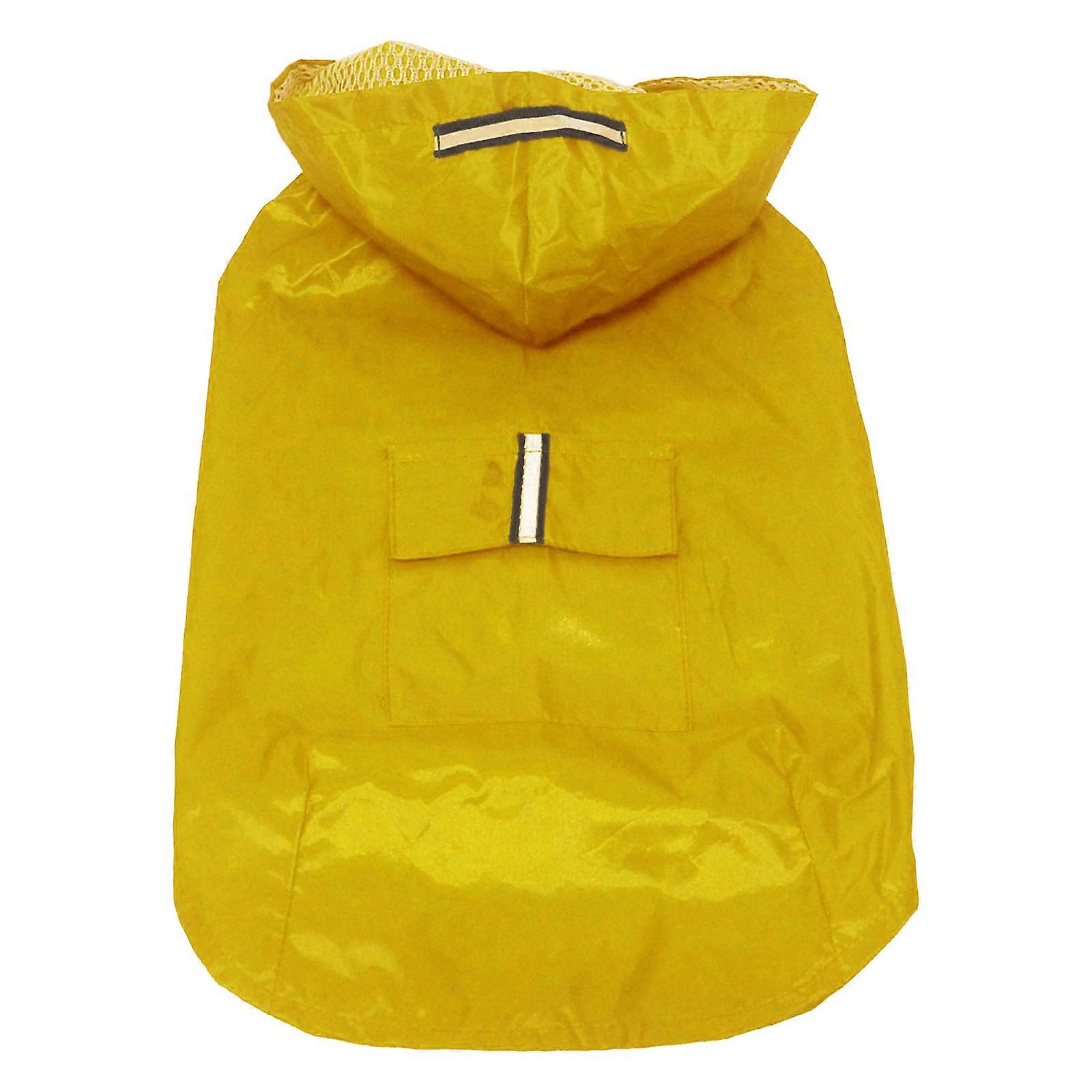 Pet Raincoat Packable Hooded Dog Rain Jackets Reflective Strips Lightweight Windproof Poncho for Small to Large Dog Yellow 2XL
