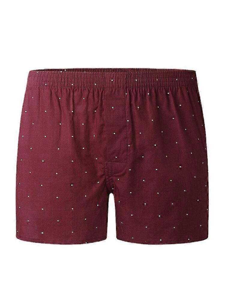 Mens 100% Cotton Polka Dot Print Thin Breathable Button Fly Home Elastic Waist Boxers