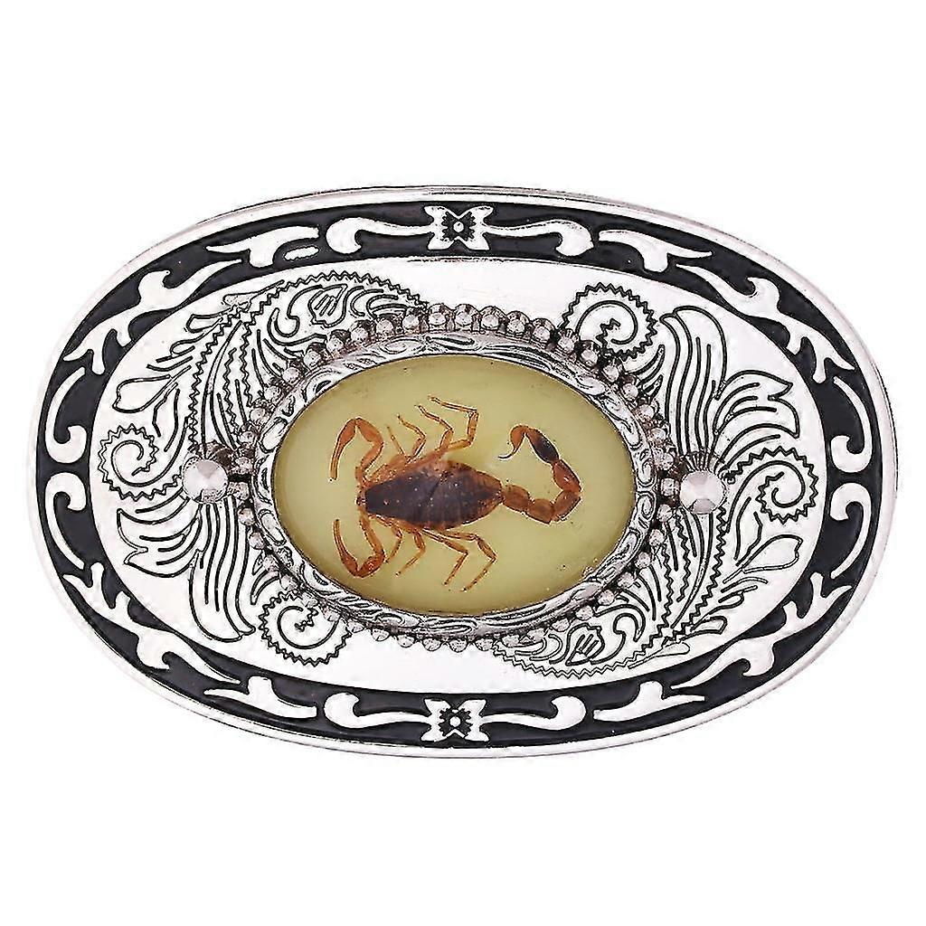 Mens Western Belt Buckle Luminous Stone 3D Scorpion Belt Buckle Silver