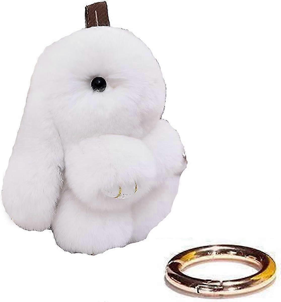 Bunny Keychain Cute Rex Rabbit Faux Fur Keychain Car Handbag Keyring