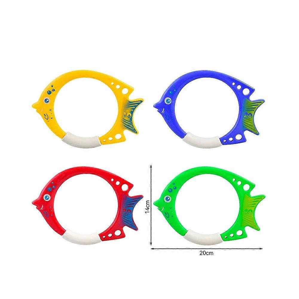Swimming pool diving toys (4 large diving fish rings)