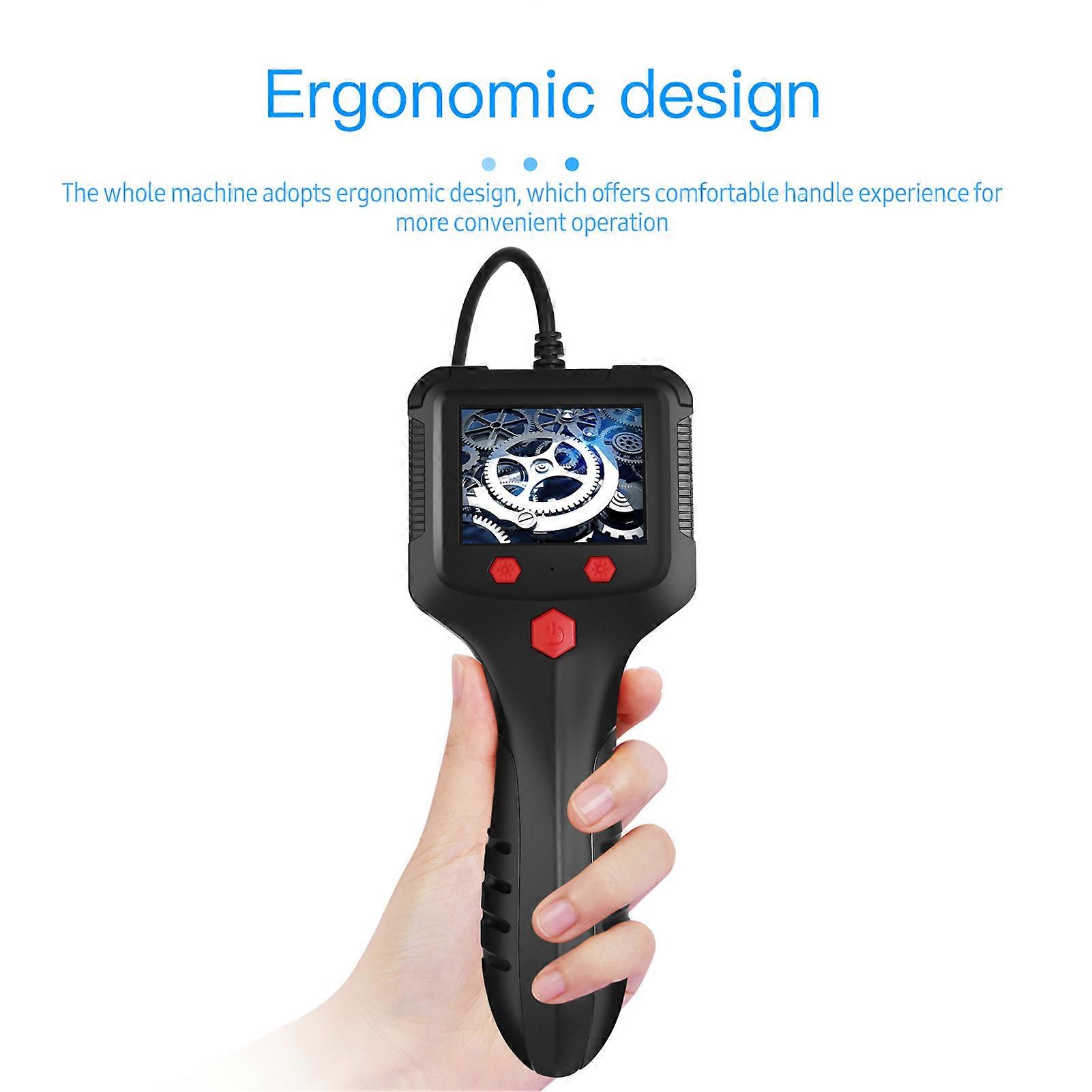 P100 Industrial Endoscope 8mm 1080P Digital Borescope IP67 Waterproof Snake Scope Camera Handheld Inspection Camera with 2.4'' IPS Screen 6 LED-Lights