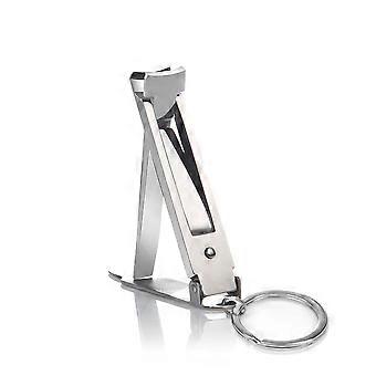 Rustfritt stål Ultra Thin Nail Clippers Cutter Sammenleggbar Hand Toe Nail Clippers med nøkkelring Nail Cutter Trimmer Silver Nail Art Tool