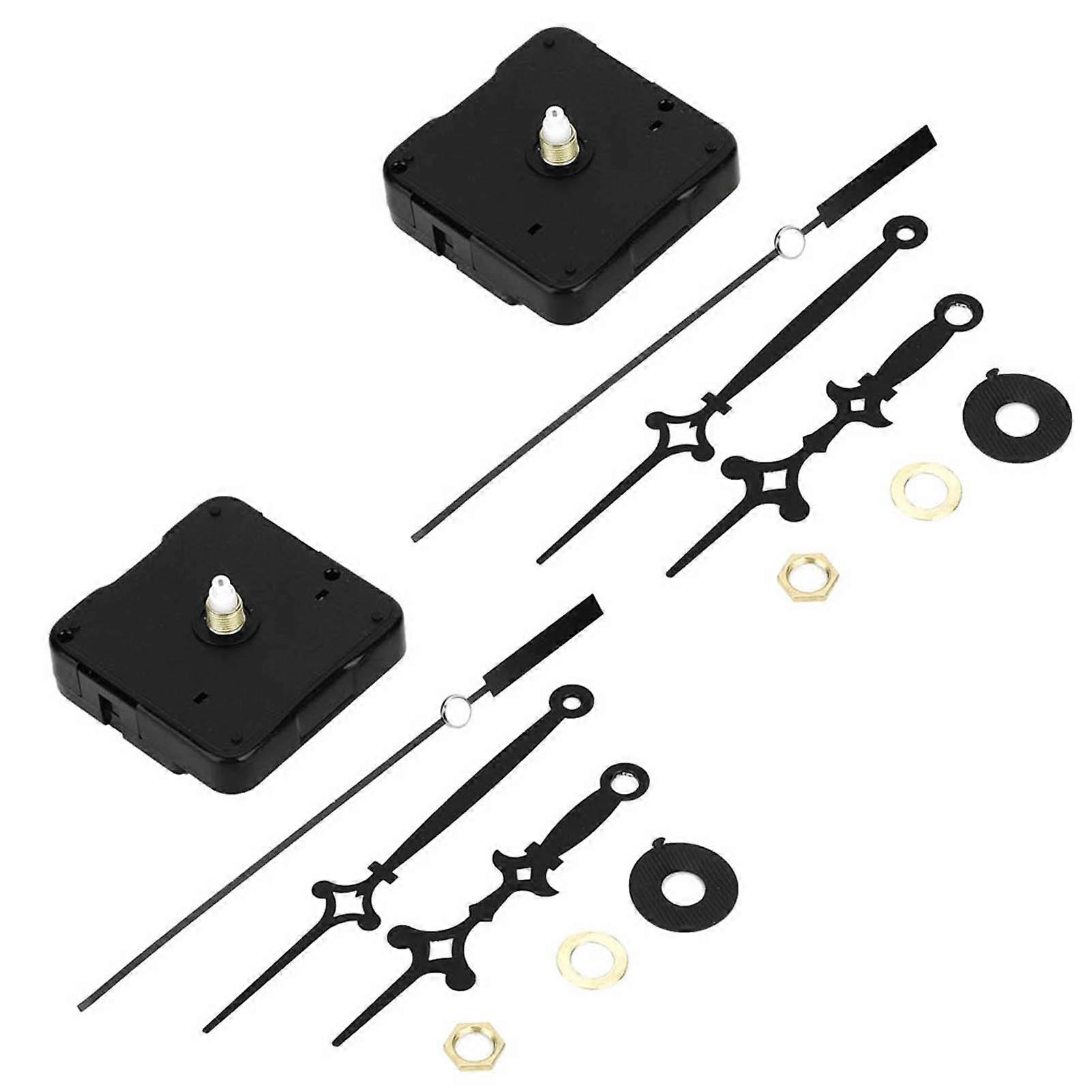 2Set DIY Mute Wall Quartz Clock Movement Pointers Kit Replacement for Home Embroidery DecorationBlack