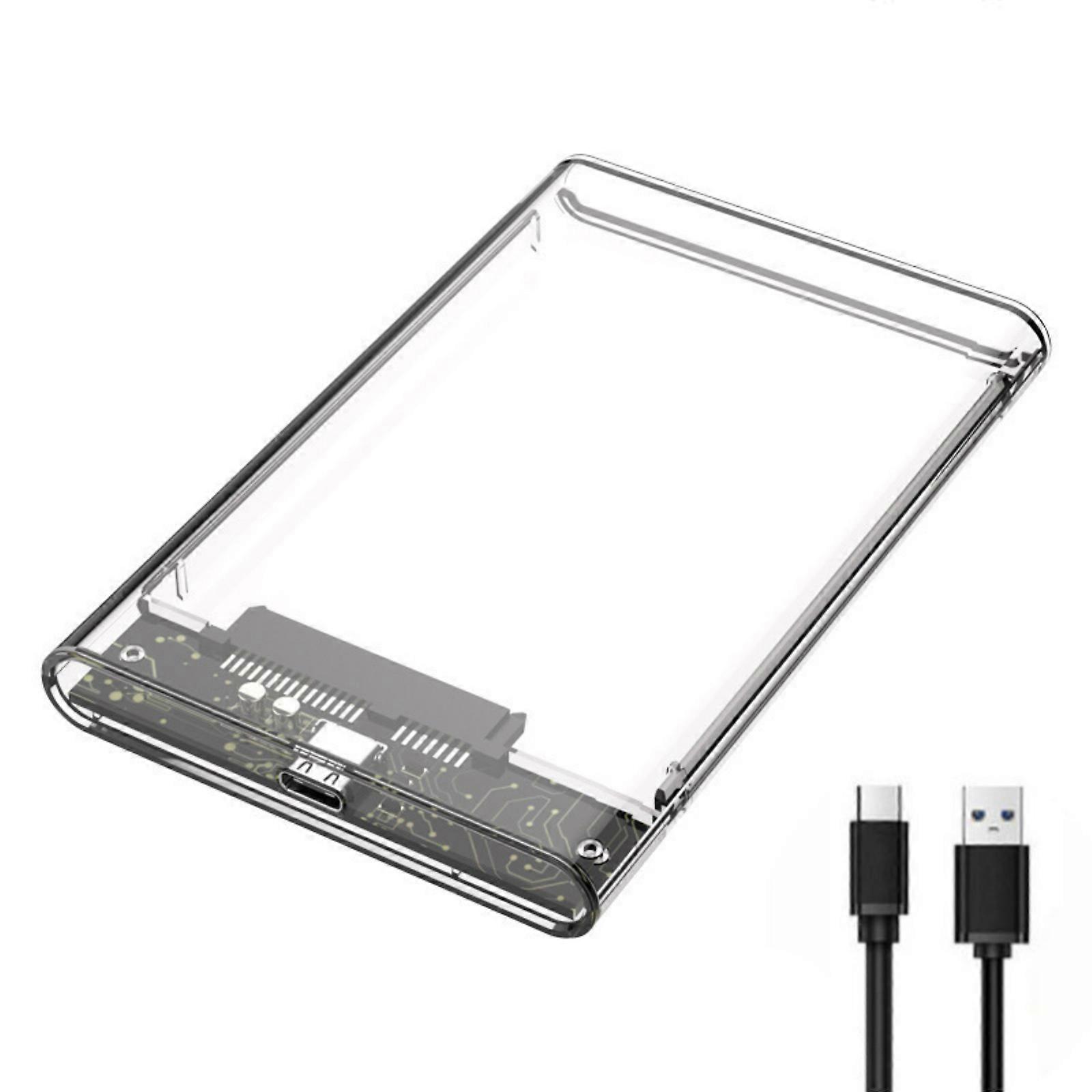 2.5inch  to USB 3.0 Tool frees  outer  Hard Drive Enclosure Travel Friendly Case Optimized for SSDs & UASP Support  transparent