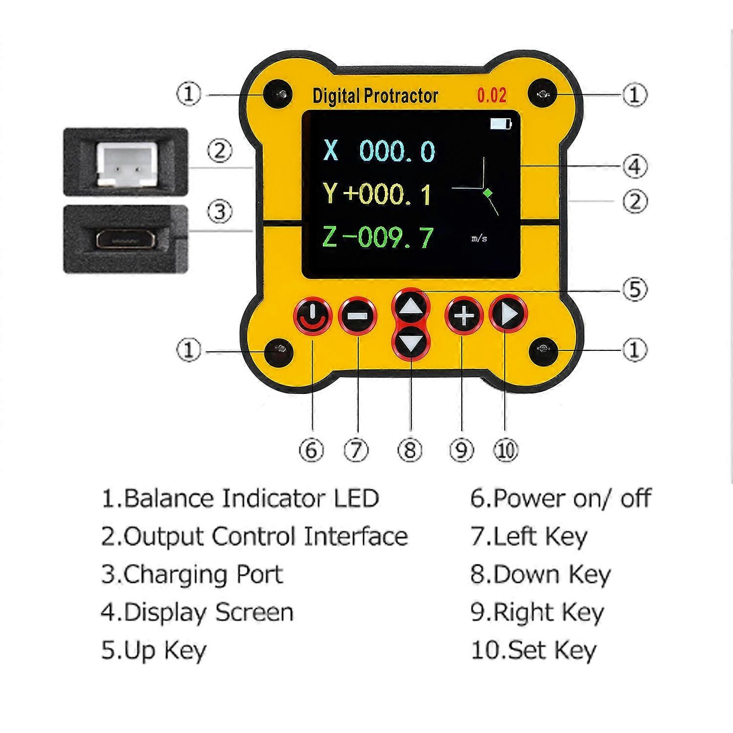 Digital Protractor Electronic Level and Angle Gauge Angle Finder Tool Protractor Inclinometer Dual A