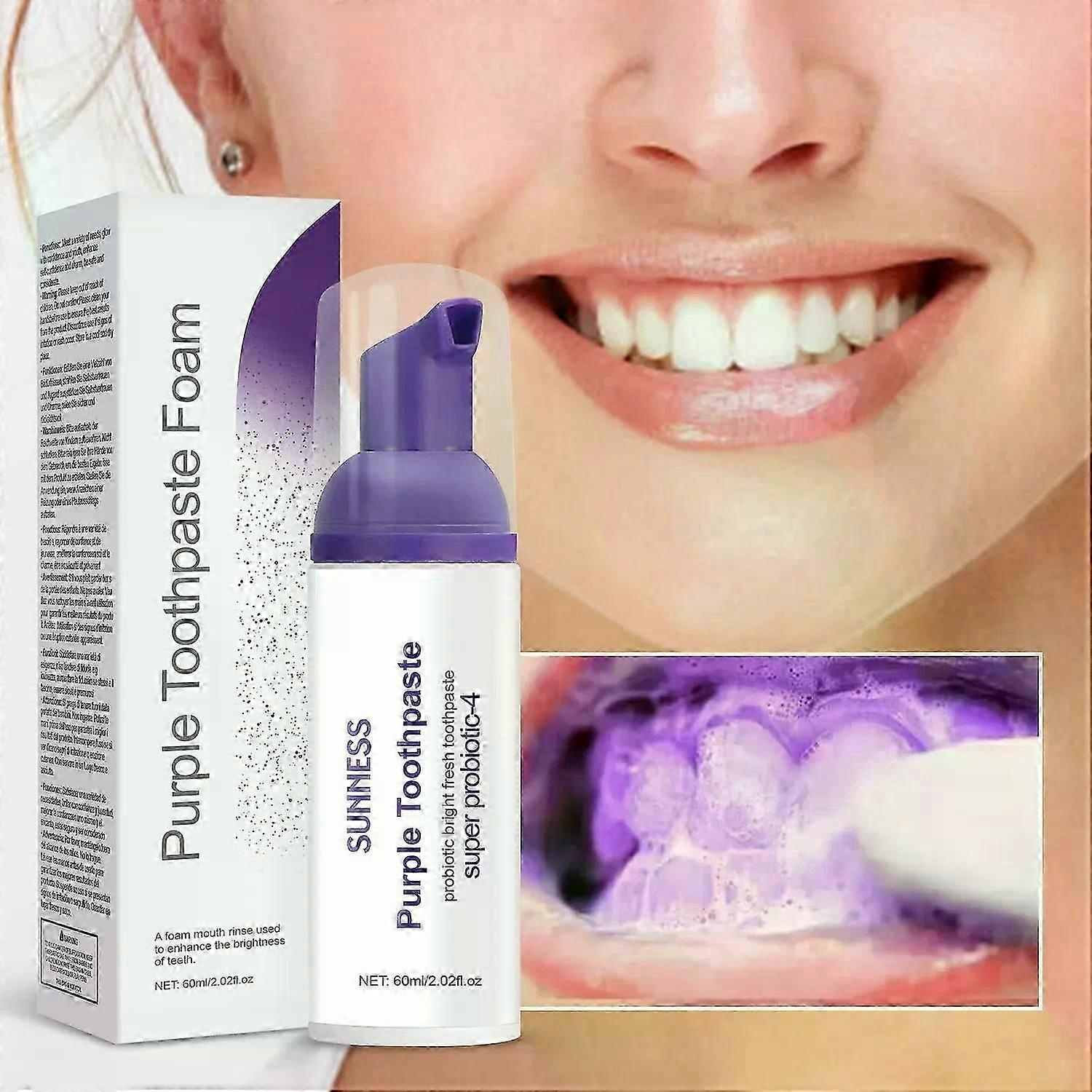 Purple Toothpaste for Teeth Whitening, Purple Toothpaste Whitening, Purple Teeth Whitening Kit, Tooth Stain Removal Colour Corrector, Purple Toothpast