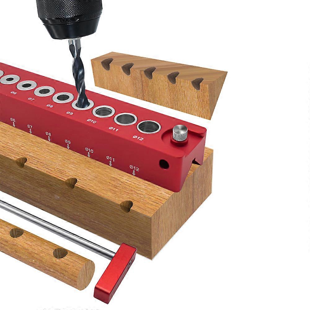 Woodworking Drill Guide Aluminum Alloy 45° Drilling Guide Block Punching Hole Locator Tool with 3-12mm Drill Sleeves for Round Log Deck Carpenter Tool