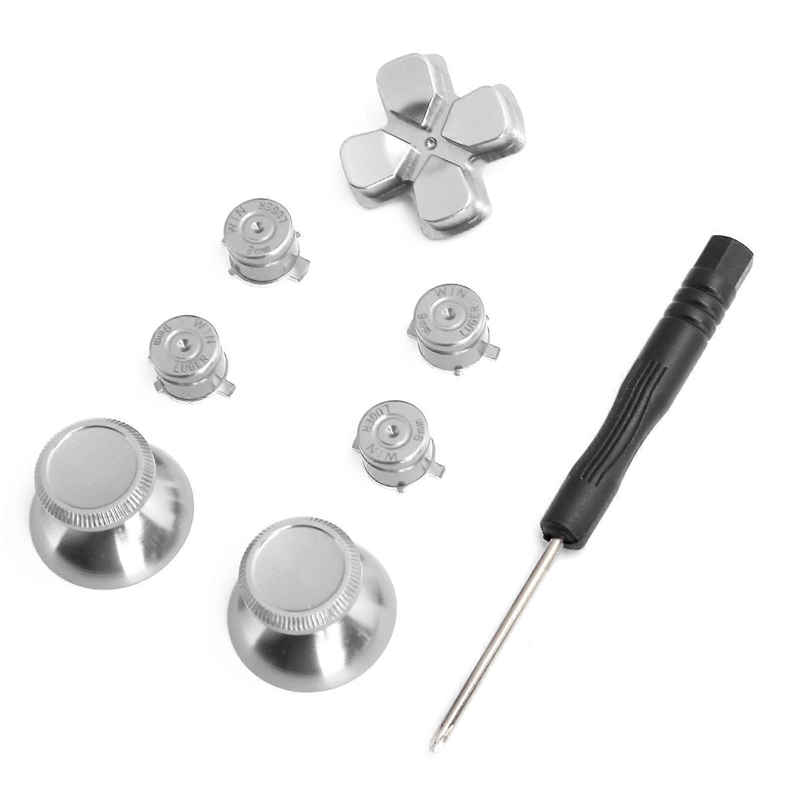 Game Controller Aluminum Alloy Buttons Thumb Stick Set Replacement Parts for PS4