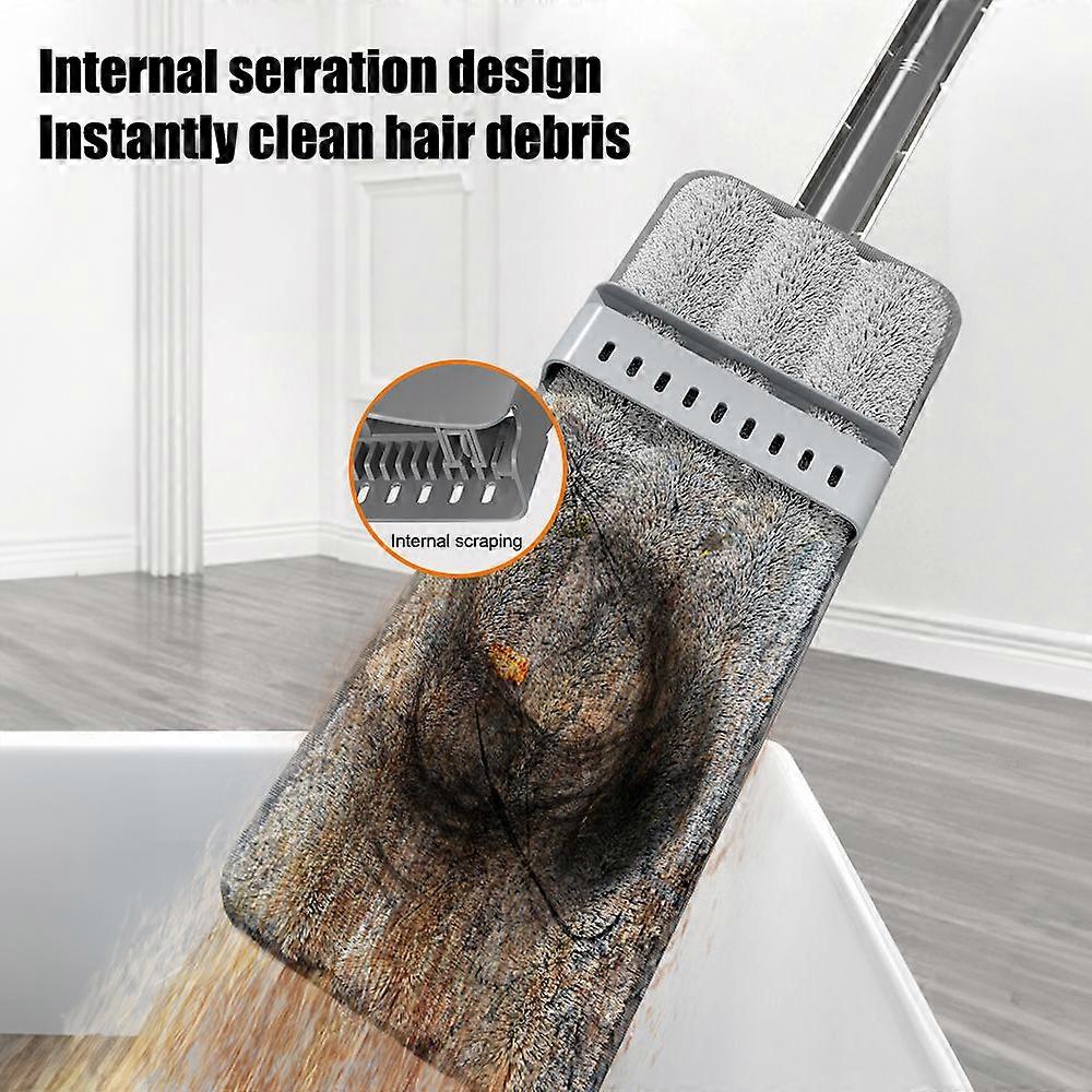 Self Wringing Flat Mop Hands-Free 360 Degree Spin Cleaning Mop with 2 Washable Mop Pads Wet Dry Use Microfiber Floor Mop for Hardwood Laminate Tile F