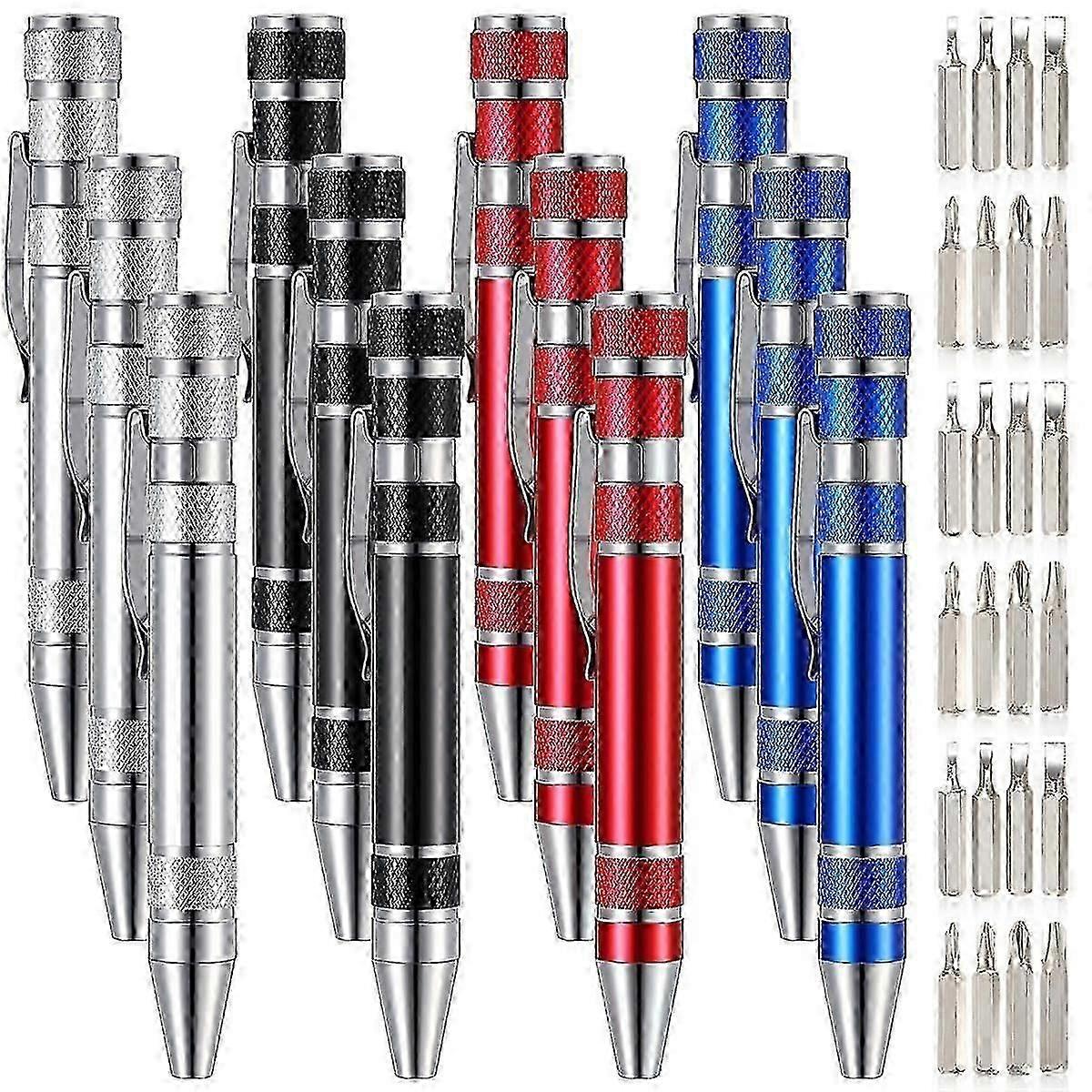 12 Pieces Pen Screwdriver Gifts Multitool Handy Tool Eight in One Magnetic Pocket Screwdriver Multi Precision Function