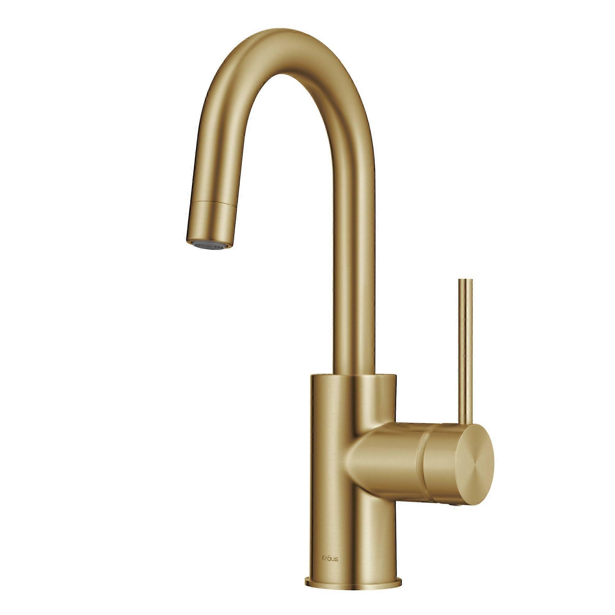 Brushed Brass Kitchen Bar Faucet Deck Mounted Single Handle For Kitchen Sinks