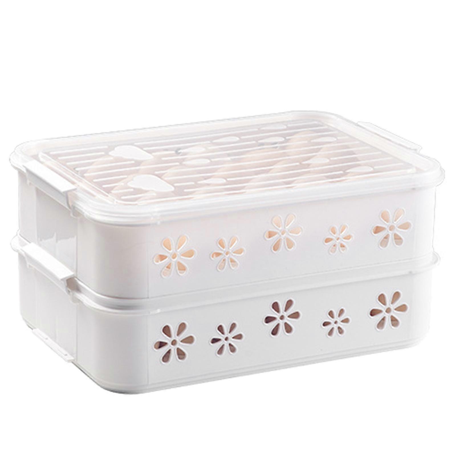 One / Double Layer Egg Storage Drawer Box Save Space Storage Box Egg Container for Refrigerator Egg for Fresh Storage Bo White