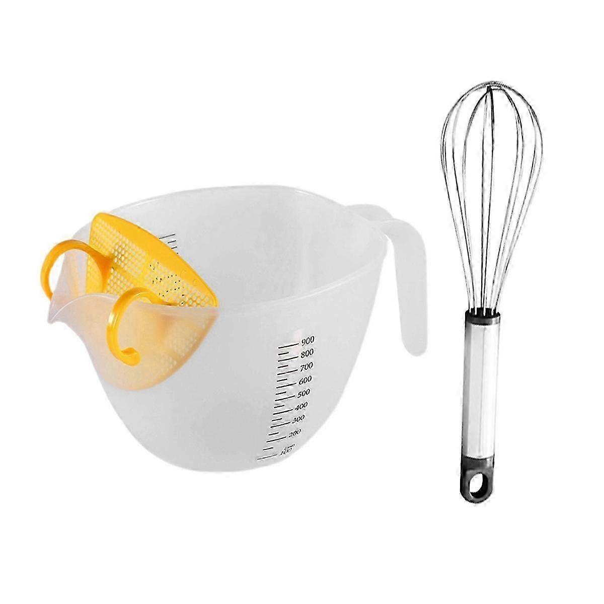 Egg Liquid Filter Measuring Cup with Scale, Large Capacity Baking Whisk Bowl, Clear Metering Cup for Kitchen Use