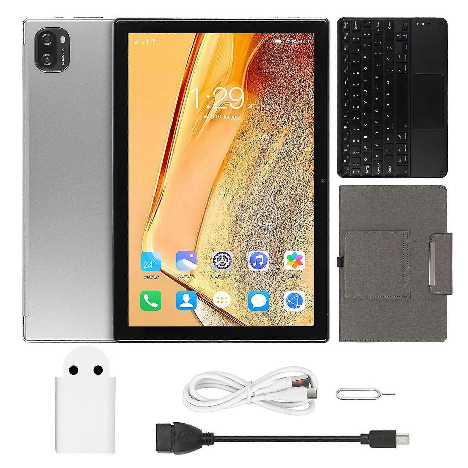 2 in 1 10.1Inch Tablet for Android 12 8 Core CPU 8GB 256GB 5G WiFi 4G Network FHD Tablet with Keyboard and Case 100‑240V