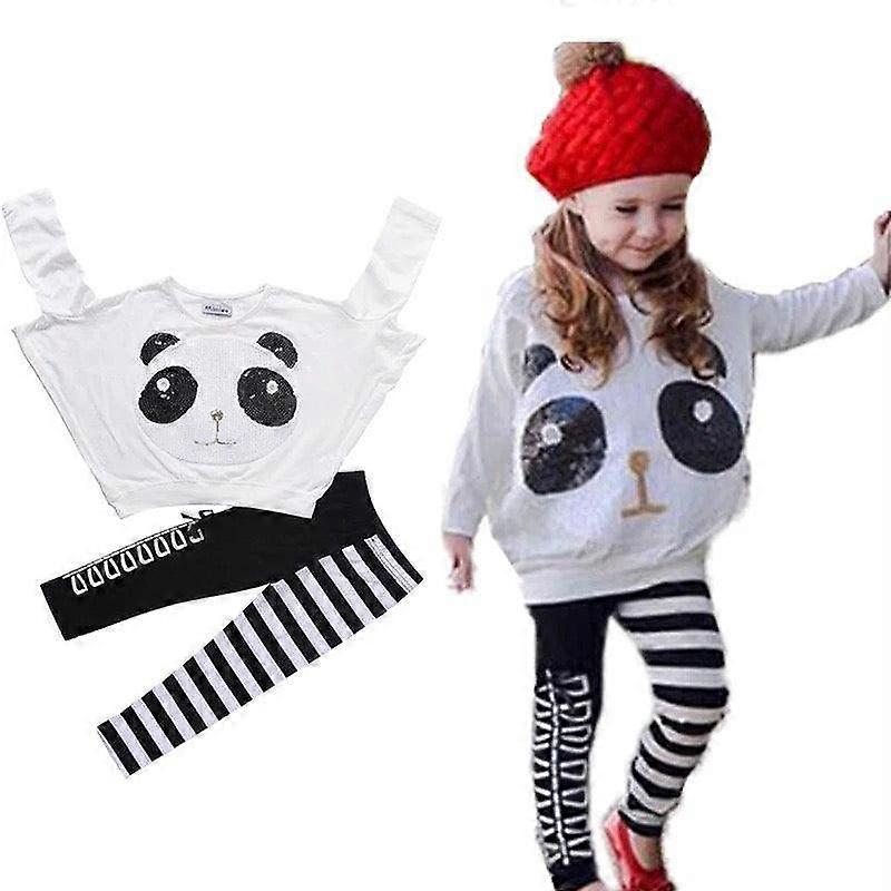 Girls Top Panda Sequin Stripe Pant