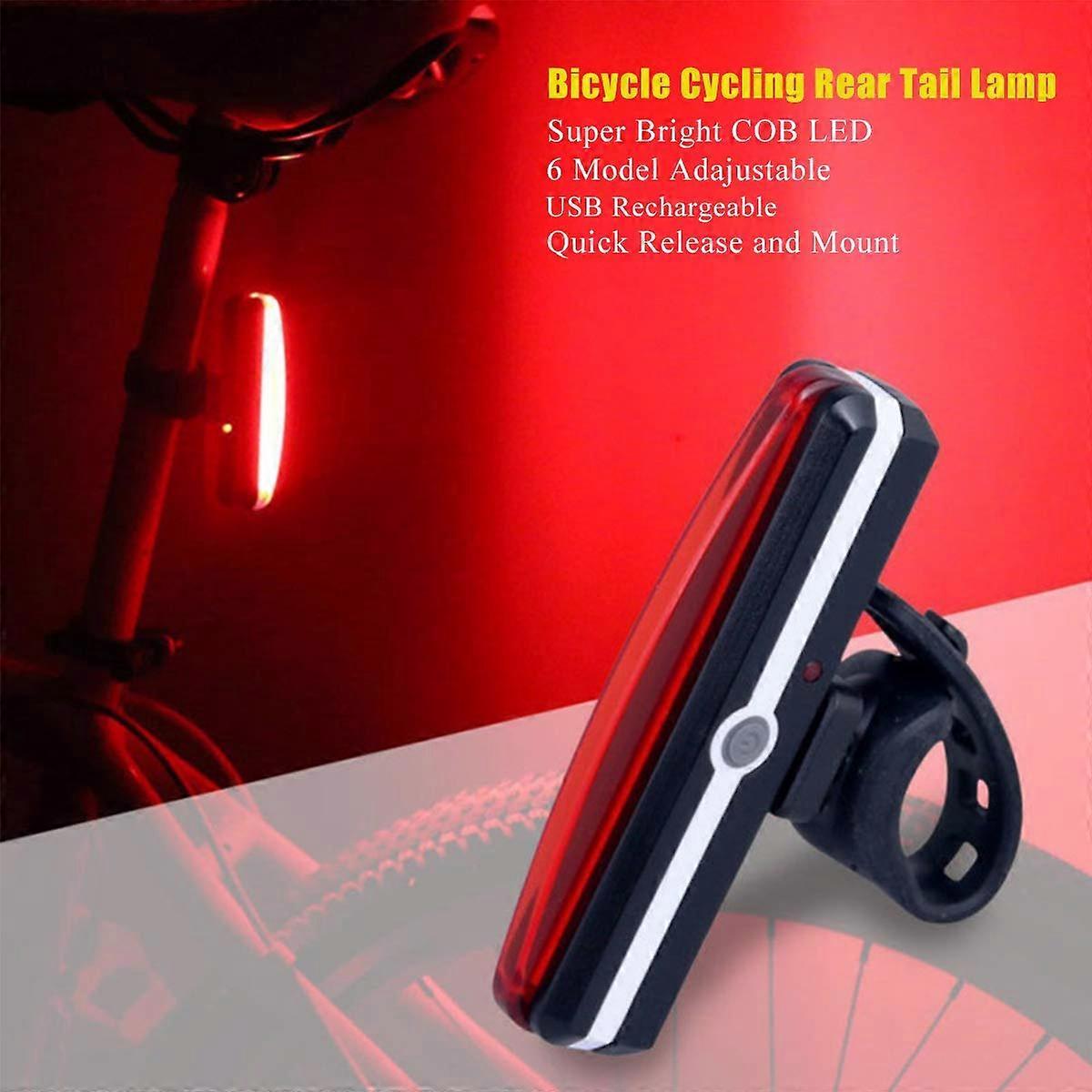 Bicycle Tail Light USB Rechargeable LED Rear Lamp for Bikes, Waterproof, Lightweight, Adjustable Mounting