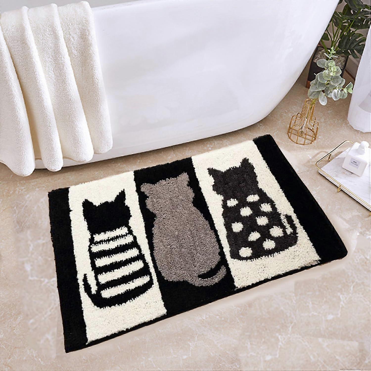 Bathroom Carpets Cat Mat 25.6x18in Soft Machine Washable Non-Slip Bath Rug Absorbent Matte Surface