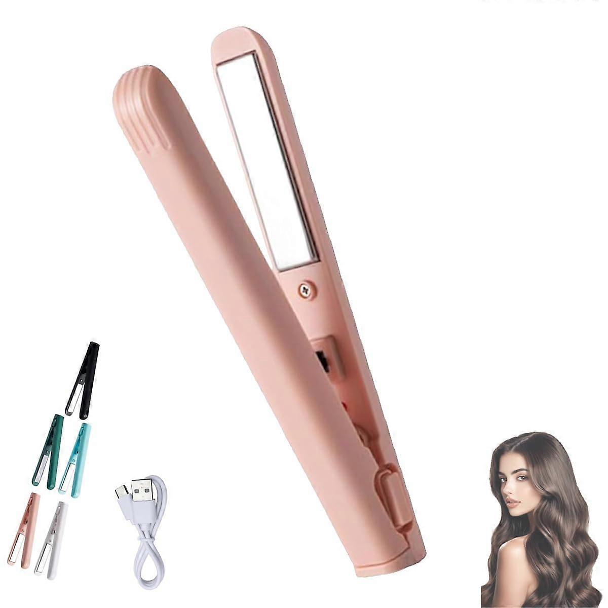 Dualglam mini -double curling iron, double glam mini curl iron, comfortable house curling iron, upgrade 2 1 portable curling mill and flat iron (pink)