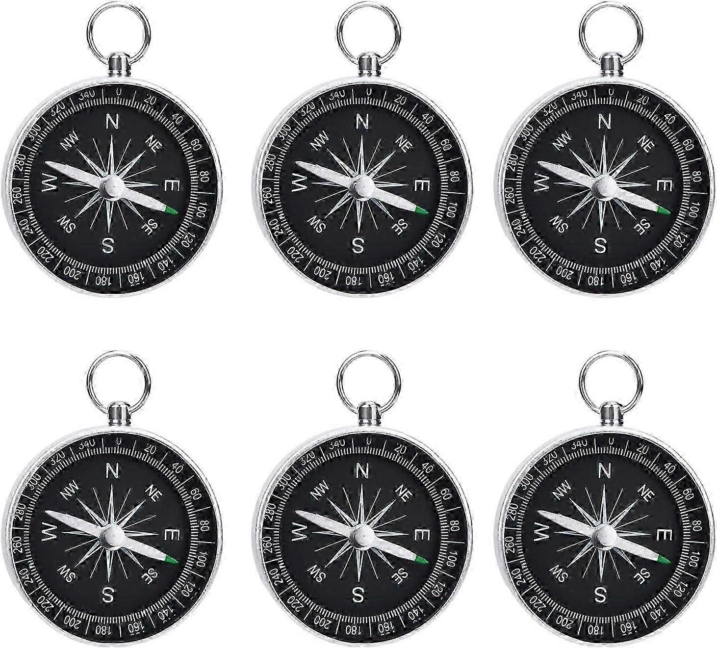 6-Pack Mini Keychain Compass Set - Child-Friendly Pocket Navigation Tool for Hiking_CP