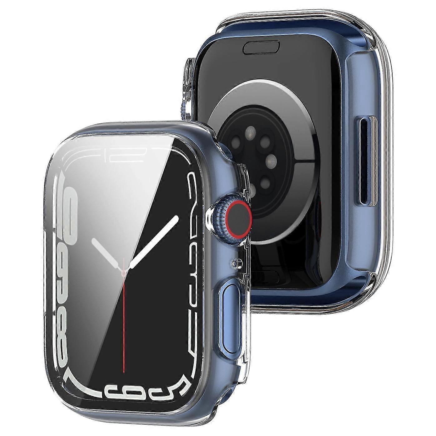 For Apple Watch Series 9/8/7 41mm 2-in-1 Scratch Resistant Case With Tempered Glass Screen Protector