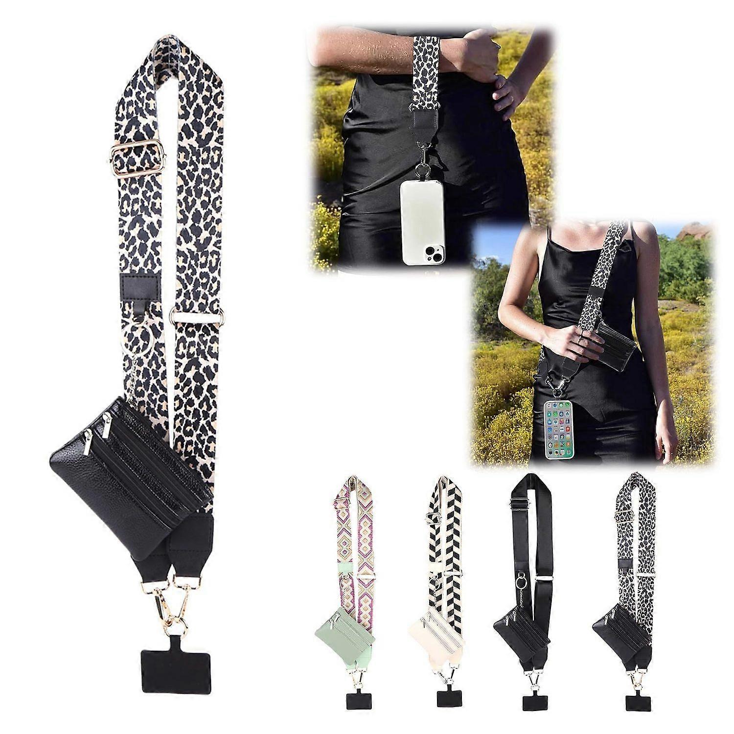 Cell phone strap with zippered pocket, Adjustable shoulder strap, secure and stylish design