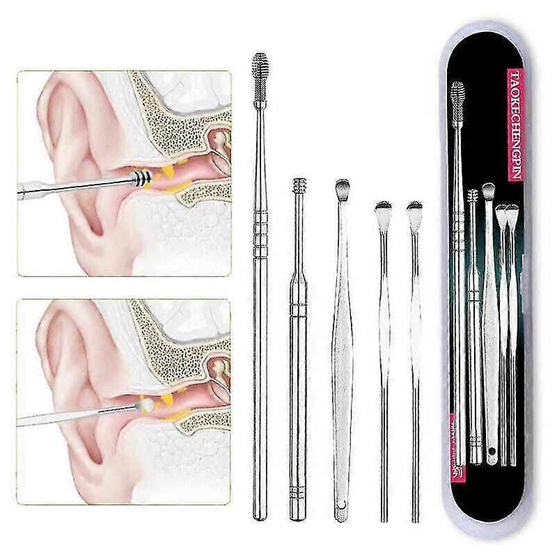1 Set Sliver Stainless Steel Multi Tool Set Ear Cleaner Ear Pick Ear Clean Tool