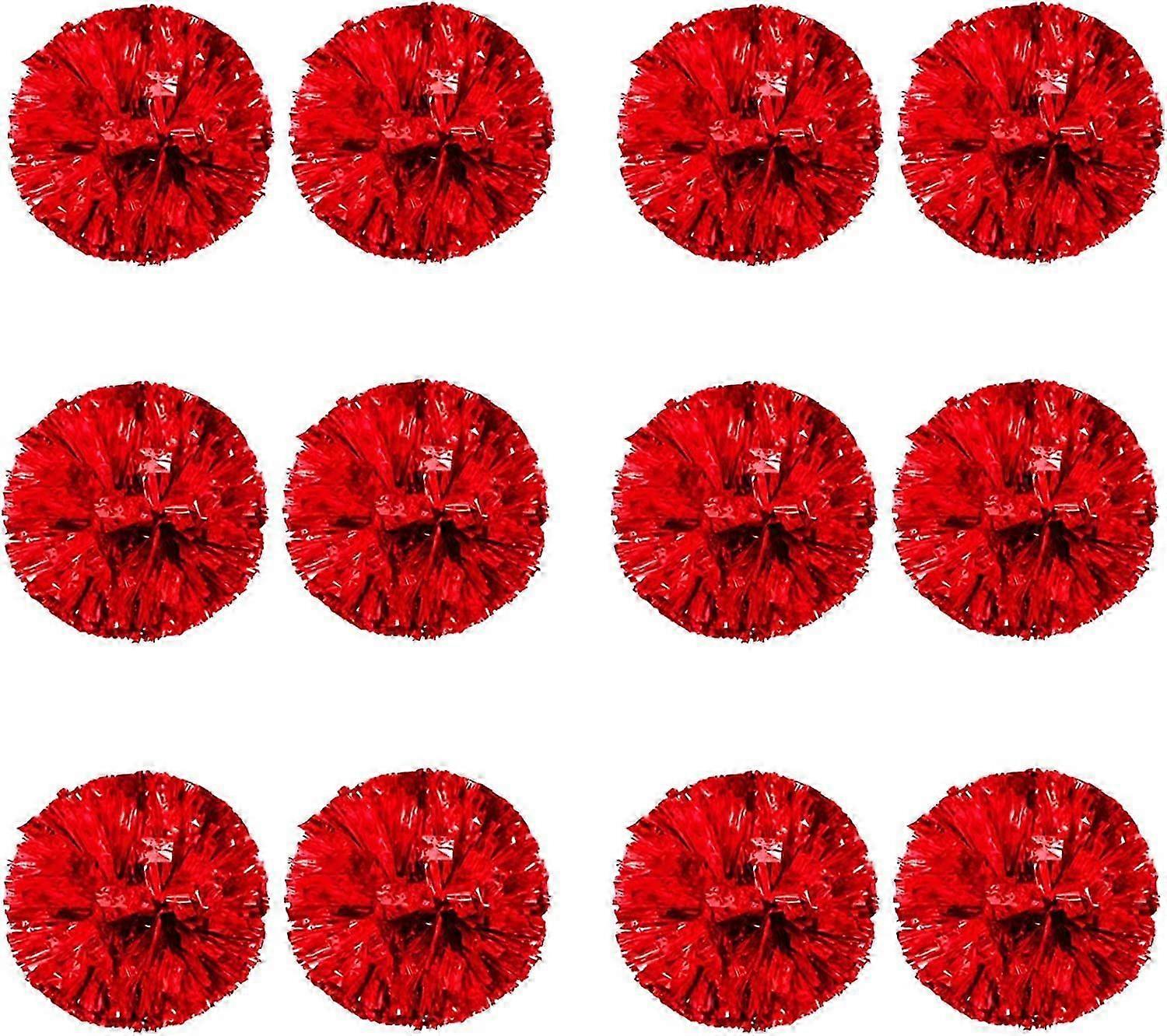 12Pcs Cheerleading Pom Poms για τα παιδιά, μεταλλικό φύλλο αλουμινίου &; πλαστικό δαχτυλίδι Cheer Pom Pom Poms για το αγόρι