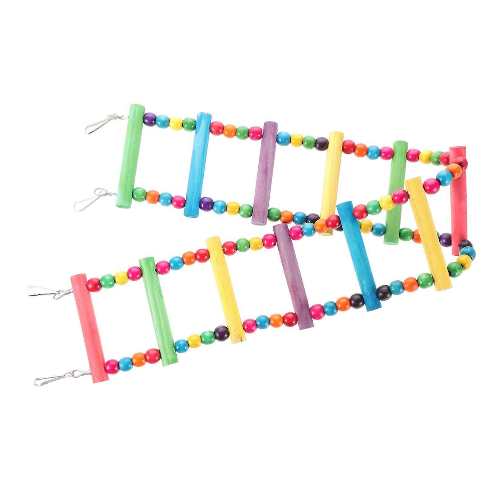 Flexible Bird Ladder For Parrots 12-Step Wooden Rainbow Bridge Parrot Swing Toy For Pet Birds Random Color