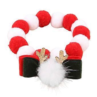 Plush Lined Dog Winter Collar, Warm and Soft for Small Medium Dogs Cats Cute Puppies Kittens Clothes (Red Green)
