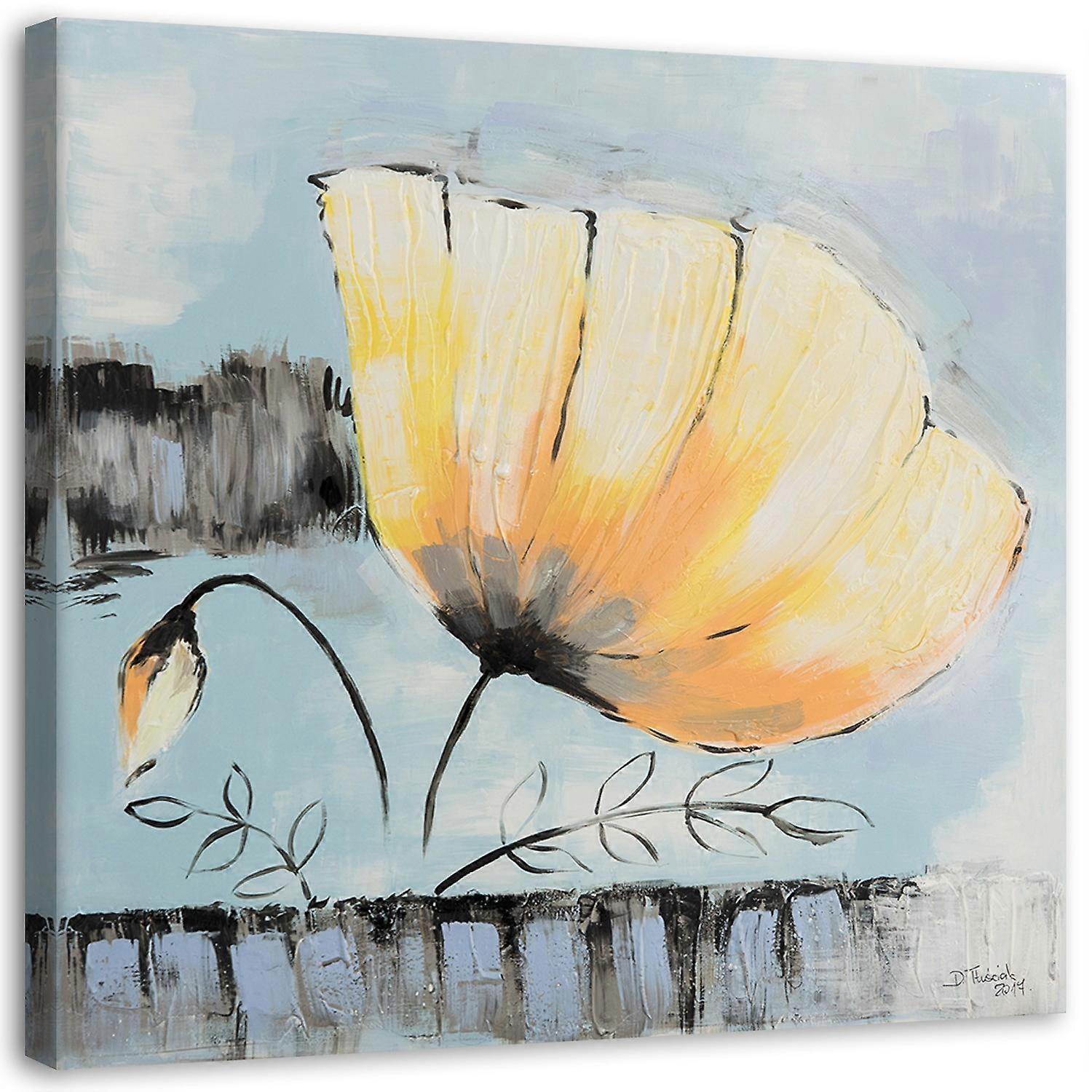 Cuadro en lienzo, Flor con cáliz a la derecha - 30x30