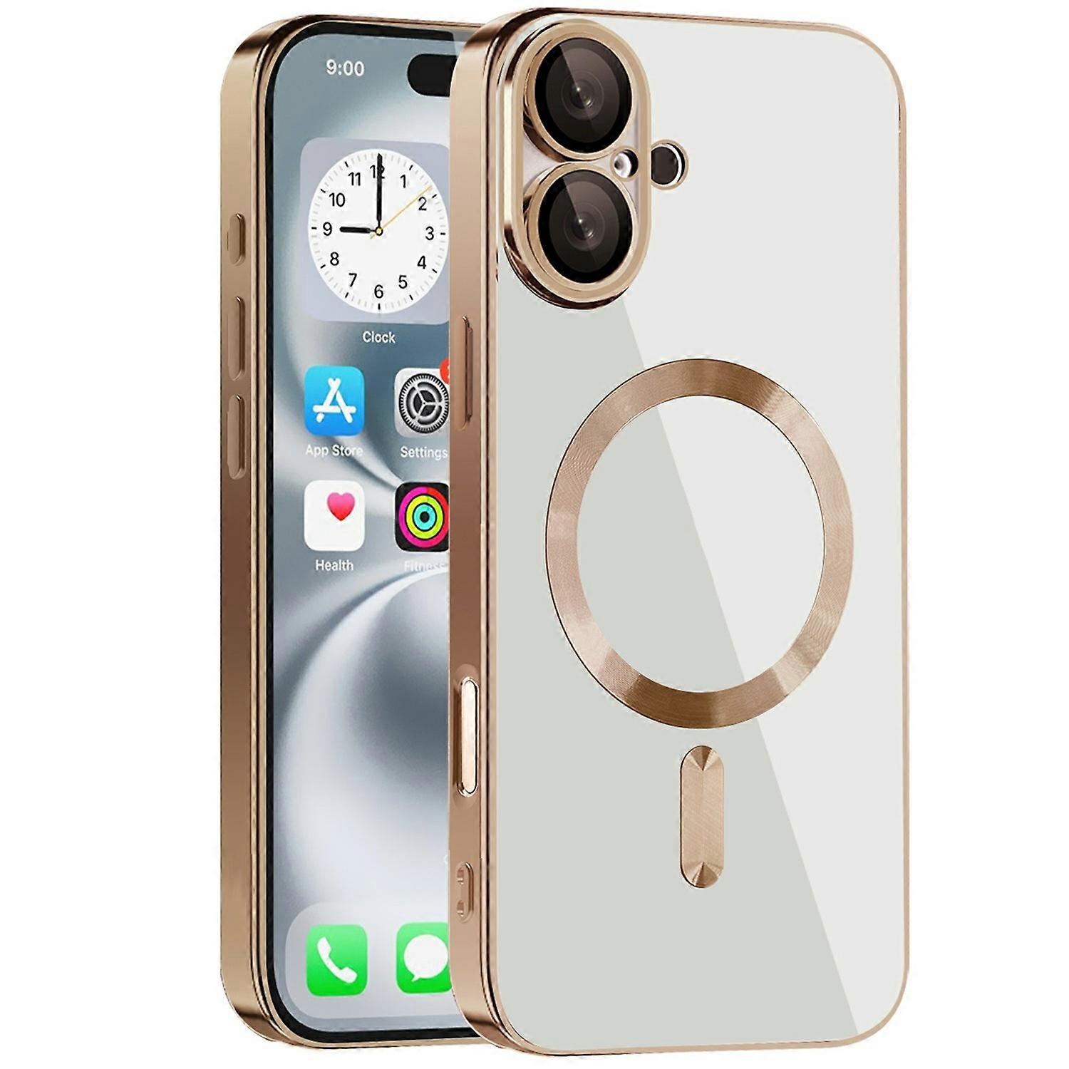 For iPhone 16 Plus Case Compatible with MagSafe TPU + PC Clear Back Cover - Desert Gold