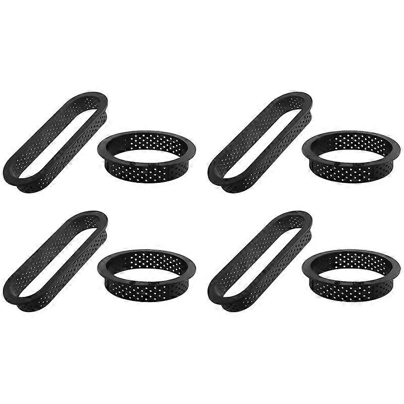 8 kpl pyöreitä ja soikeita piirakkarenkaita, lämpörei'itetty kakkumuusserengas