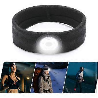 Schweißband Lauflicht Sport Stirnband für Männer und Frauen 5 LED-Lampen mit roten blauen Lichtern