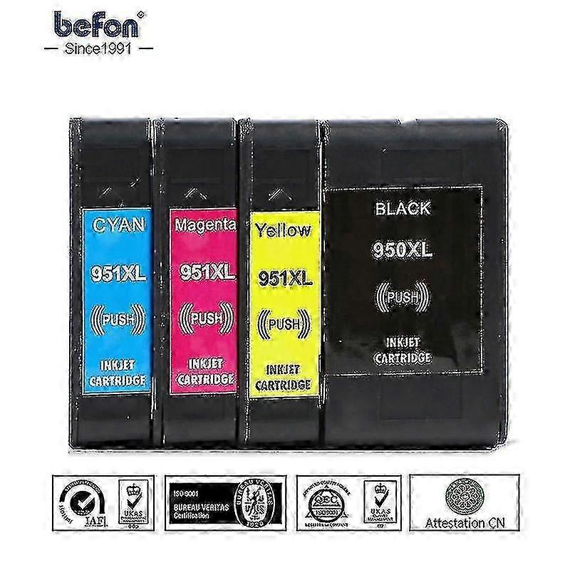 4pcs/lot 950xl 951xl συμβατή αντικατάσταση δοχείου μελάνης για δοχείο μελάνης HP 950 951 Xl για εκτυπωτή Officejet Pro 8100 8600